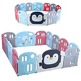 Laufgitter Baby, 200x180x64cm Laufstall, Krabbelgitter Erweiterbar, Kleinkinder Laufställe, Kunststoff Absperrgitter, Indoor Playpen, Schutzgitter für Kinder ab 2 Jahr