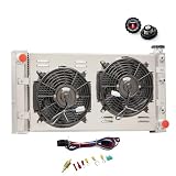 KUUHLERSAT 4 Row Aluminum Radiator Shroud Fan Realy Kits FIts for 1982-1994 1987 Chevy S10 GMC S15 Jimmy SBC 350 V8 Conversion Small Block for 82-94 Chevy S10 Radiators with Electric Fan