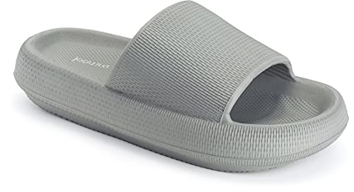 Joomra Womens Shower Slippers Slides Cloud Cushioned for Mens Quick Drying Massage Foam Female Pillow House Pool Size Beach Spa House Garden Sandals for Ladies Male Sandles Grey 40-41