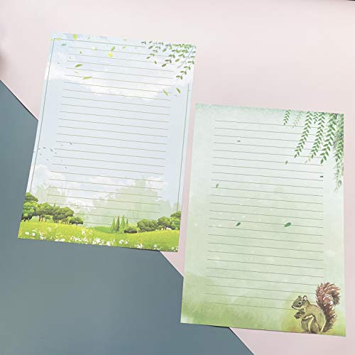Imagicoo 50 Lined Writing Stationery Paper - Beautiful Design Writing Letter Paper Set, 10 Different Style #TOP4