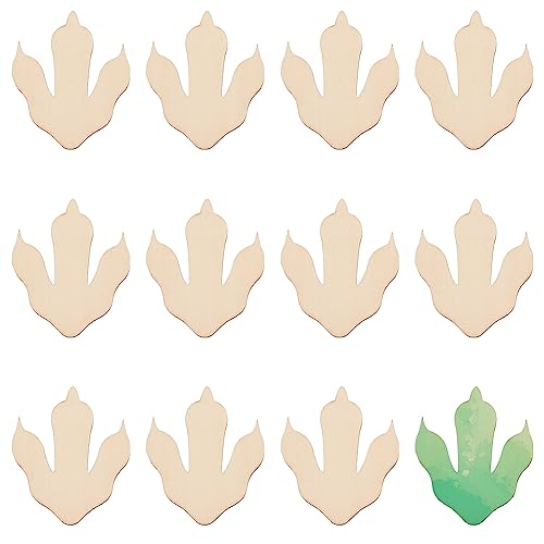 OLYCRAFT 12Pcs Wooden Dinosaur Footprints 9x7.5cm Unfinished Wood Cutouts 3mm Thick Natural Claw Shape Wood Slice Blank Wood Craft for Home DIY Projects Craft Decor