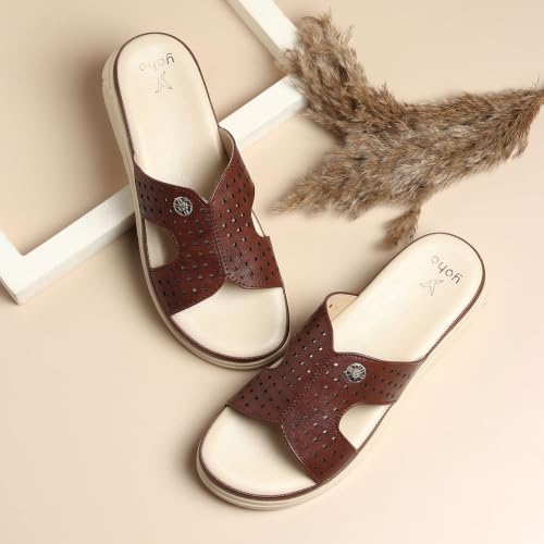 Image of YOHO SDL 111 Slides for Women | Orthopedic & Soft Sandal for Ladies | Fancy Slippers /Chappal For Girls | Stylish Heeled Wedhes for Everyday Wear