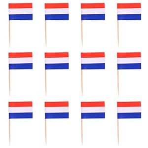 WINOMO 200Pcs Nederland Vlag Nederlandse Tandenstoker Vlaggen Mini Stok Cupcake Toppers Nederlandse Vlaggen Land Picks…