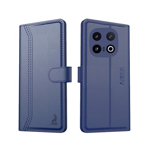 Image of AIBEX Compatible for iQOO 13 5G Flip Cover Leather Finish with Magnatic Closure | Inside TPU with Card Pockets | Wallet Stand | Complete Protection Flip Case -Blue