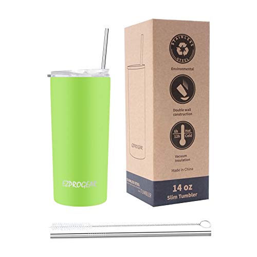 Ezprogear 14 oz Lime Green Stainless Steel Slim Skinny Tumbler Vacuum Insulated