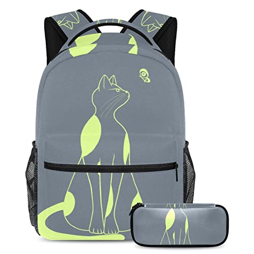 Sacs à dos grand volume pour ranger les cahiers A4 avec trousse assortie chats