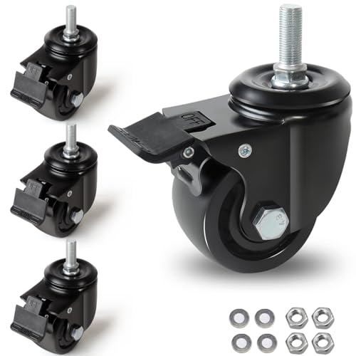 WIEYUNN Caster Wheels Heavy Duty, 3 inch Stem Casters 4400LBS, 1/2