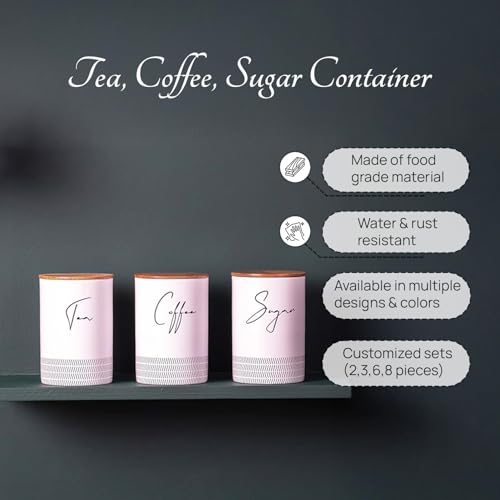 Image of nestroots Tea Coffee Sugar Containers Set of 3 | 750g Airtight Kitchen Storage Jars & Canisters for Dry Fruits, Spices, or Baking Essentials | Chalk White Tin Design for Modern Kitchen Decor