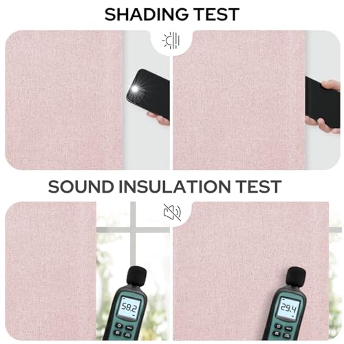 Image of HOMEIDEAS 100% Blackout Light Pink Linen Curtains 52W x 84L 2 Panels | Faux Linen, Thermal Insulated, Darkening Grommet Window Drapes for Bedroom, Living Room, Nursery