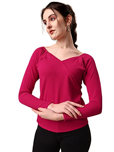 Image of Sheetal Associates Women's Solid Regular Fit Polyester Long Sleeve Classy Casual Top