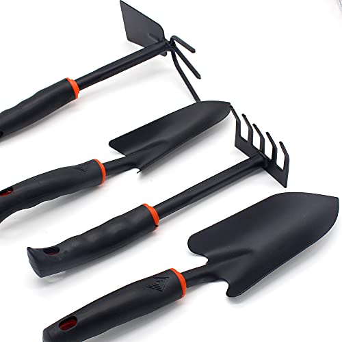 konrissun Garden Tools 4pcs Set Heavy Duty Gardening Set Garden Shovel Tools Set Gardening Hand Kit Gardening Gifts Heavy Duty Garden Hand Tools Kit with Ergonomic Handle for Men Women