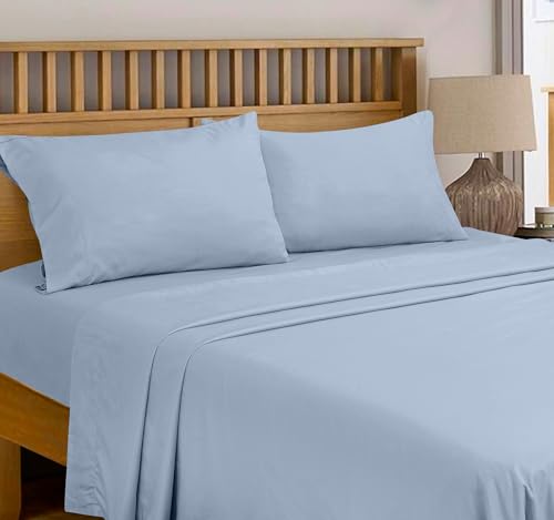 Royale Linens 300 Thread Count 100% Long Staple Combed Cotton Flat Sheet - Super Soft - Top Sheets - King Flat Sheet Sold Separately - Breathable, Cool & Crisp Percale Sheets Only (King, Lake Blue) by ROYALE LINENS - Image 7