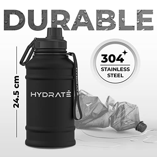 Hydrate 43 Oz Stainless Steel Water Bottle - Bpa Free Metal Water Bottle For Gym, Exercise - Water Jug With Convenient Nylon Carrying Strap And Leak-Proof Screw Cap Water Bottles For Men, Women, Adult #TOP3