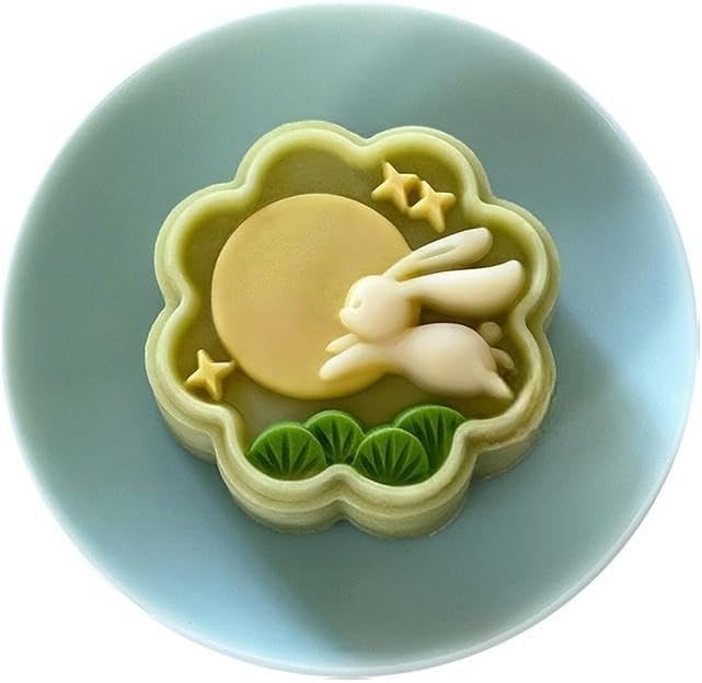 Miniatura 5 de Molde de prensa para pastel de luna, molde de pastel de luna prensado a mano, molde de prensa de hojaldre de pastel de luna con sello DIY (2 sellos