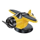 Solar Propeller Flugzeug für deko für Auto Innenraum, drehend durch Lichtenergie, ABS(Yellow)