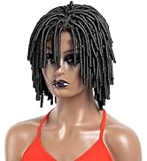 PROTEA Short Dreadlock Braided Wig for Black Women, Twist Faux Locs Wigs for Hip Hop African Amer...