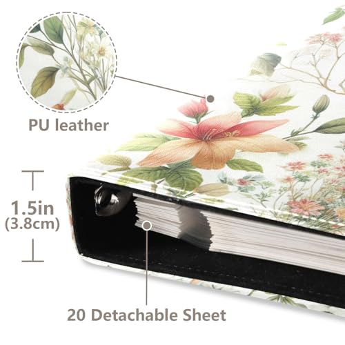 Álbum de Fotos Autoadhesivo DIY Scrapbook con Flores Acuarela, Botánico de Primavera, Encuadernado de 3 Anillos, 40 Páginas, 8x10 para Recuerdos miniatura 4