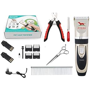 Petology Professional Automatic Rechargeable Pet Hair Trimmer with Extra Battery for Dogs, Multicolor