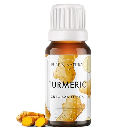 Image of Esslux Turmeric Essential Oil - 100% Pure Natural Turmeric Oil for Skin, Hair & Diffuser | Therapeutic Grade Essential Oil for Aromatherapy, DIY & Soap Making | Warm, Earthy Scent for Wellness, 10 ML