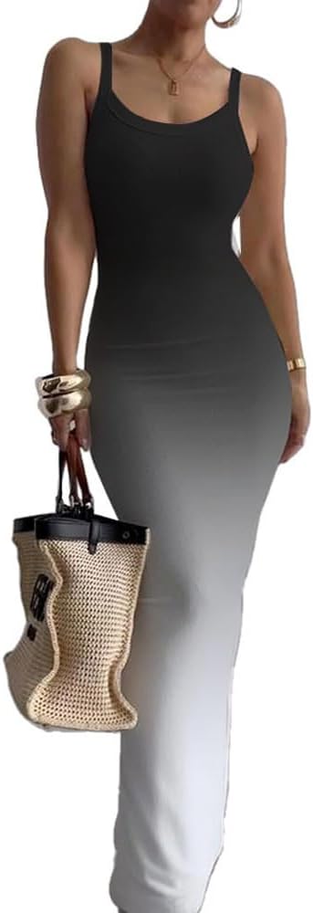 Nimsruc Women Summer Long Dress Casual Slip Sexy Slim Sleeveless Bodycon Maxi Dresses for Women 2024