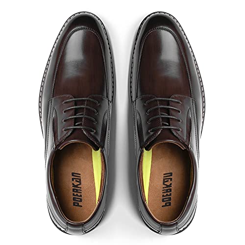 ［Poerkan］ ビジネスシューズ メンズ Uチップ 防水高級レザー 革靴 外羽根 紳士靴 スワールモカ ドレスシュ...