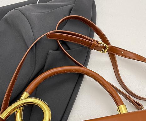 Semi-circular Saddle Purses for Women Elegant PU Leather Tote Shoulder Bag Chic Crossbody Handbag - Image 5