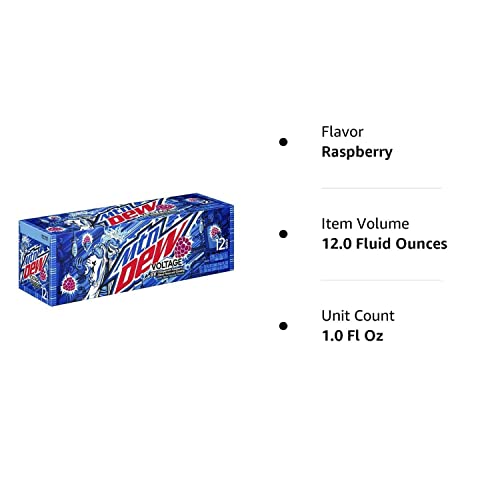 Mountain Dew Voltage Raspberry Citrus - With A Munchie Box Coaster ( 12 Oz Cans ) (Voltage ( Pack Of ( 12 ) 12Oz Cans )) #TOP3