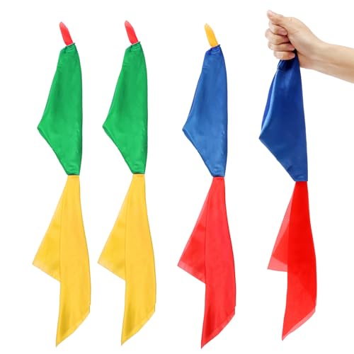 SLZBCY 4 PCS Magic Scarves Change Color Silk Scarf for Magic Trick Silk Magic Props Magician Accessories Birthday Party Gift