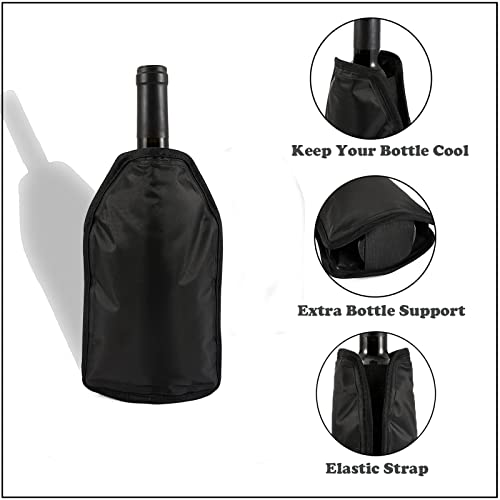 Miniatura 4 de Wudlad Enfriador De Botellas De Vino Cava Sidra Champagne Cerveza,Manguito Funda Enfriadora Botellas Cubitera, Elástico Lateral Para Un Ajuste Perfecto, Plástico Pvc, Negro
