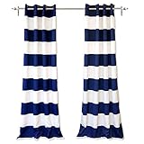 DriftAway Mia Woven Stripe 100 Percent Blackout Thermal Insulated Window Curtain Grommet 2 Panels...