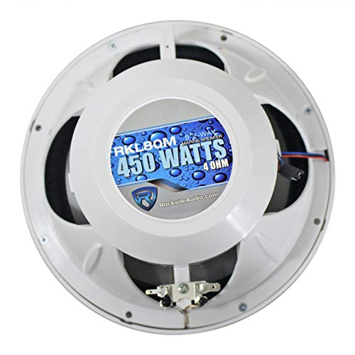 Rockville (4) 8" White Marine Led Speakers+Bluetooth Receiver+Amplifier+Amp Kit #TOP5
