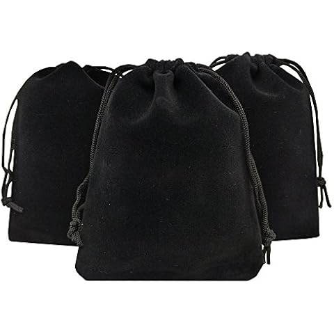 Ankirol 50pcs Velvet Drawstring Bags Jewelry Bags Pouches (Black, 4" X 4.7") Cover
