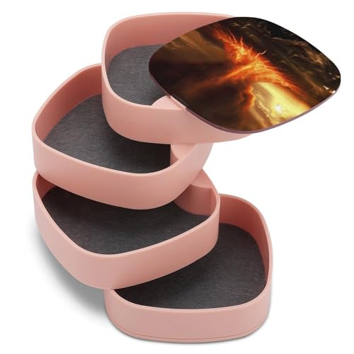 Boîte à bijoux rotative pour coiffeuse et rangement de collier volcan - 8