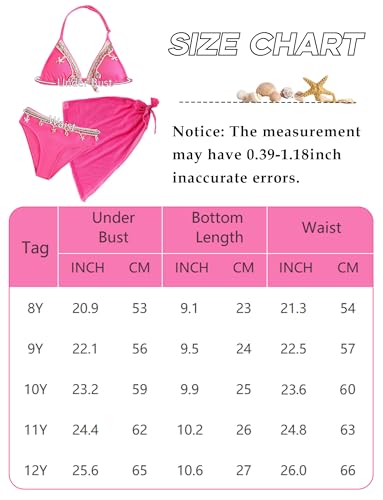 Bikini triangular para niñas traje de baño con falda para playa 6