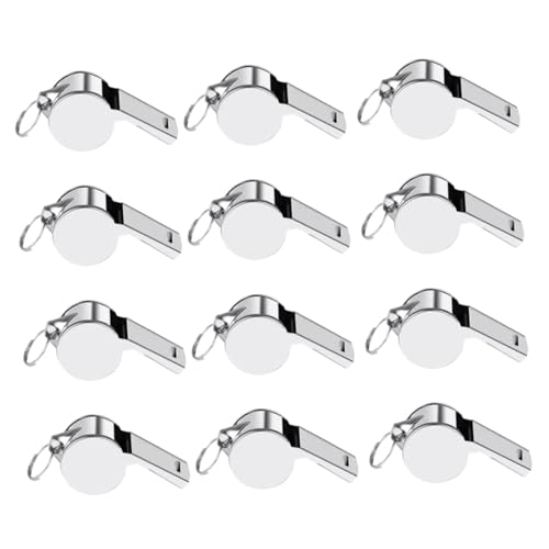 12 silbatos de acero inoxidable para árbitros con cordón miniatura 1