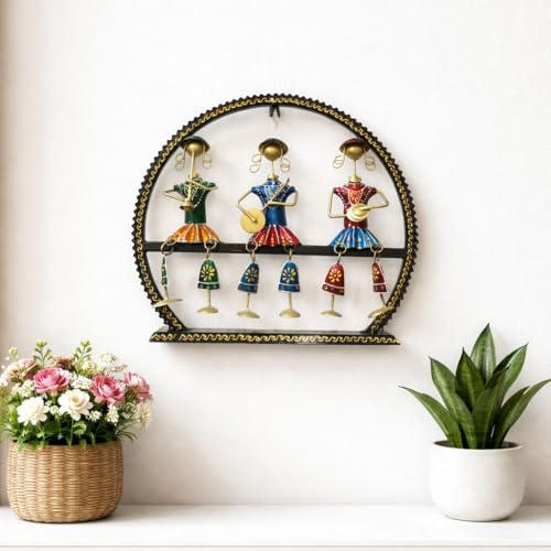 Image of Framing Hub - Handcrafted Iron Metal Wall Art Musician Frame for Home Decor | Traditional Tribal Musical Wall Hanging for Living Room, Office & Hall