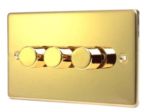 Dalton Electrical Accessories Polished Brass 3 Gang 2 Way 500 Watt Dimmer Switch C357pbw