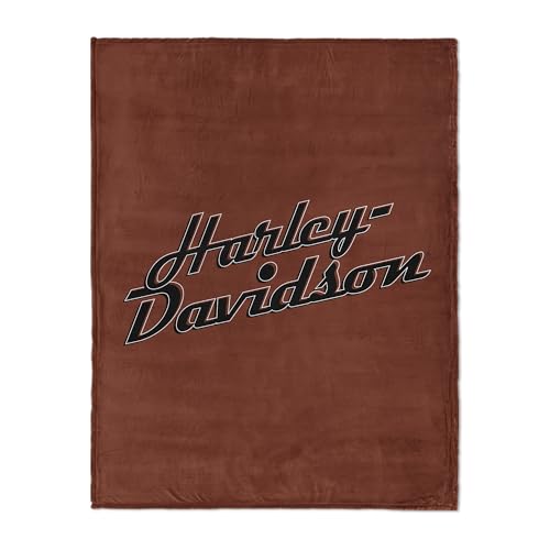 Northwest Harley-Davidson Cursive HD Silk Touch Throw Blanket Motorcycle Home Accent for Bed or Couch Ultra Soft Plush Polyester 46 x 60 in