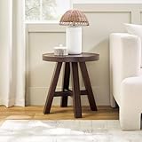 Walker Edison Colt Modern Farmhouse Solid Wood Round Side Table, 18 Inch, Espresso