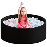 Zedachica Ball Pit for Toddlers 47.24''x15.75'' Baby Ball Pit Soft Foam Ball Pits Round Lagre Kids Ball Pits Indoor and Outdoor Game Kids Play Ball Pool Ideal Gift for Children (Black, NO Balls)