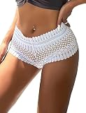 comeondear Culottes Sexy Femme Tanga String Chic Hot Dentelle Taille Basse Slips Stretch sous Vêtements Doublure en Coton Bikini Grande Taille(Blanc,M L)