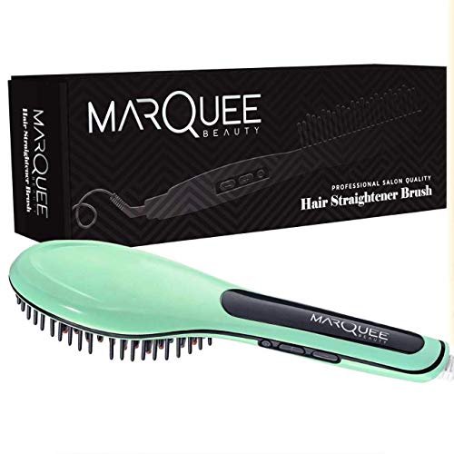 MarQuee Beauty Professional Hair Straightener Brush- 3 in 1 Best Styling Brush for Professional Results - Mint Colored