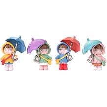 Cute Umbrella Girl Figurines Desktop Ornament Micro Plant Pot Statues Decor Windowsill Micro Landscape Set Of 4 Miniature Figurine