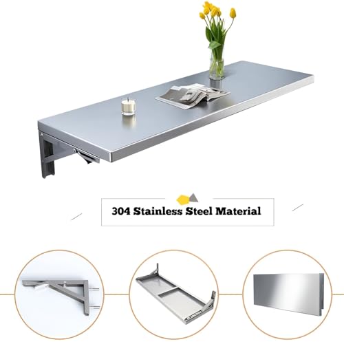 Table murale pliante 110x40 cm en inox 304 pour gain de place - 4