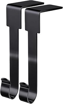Edoneery Christmas Stocking Holder for Fireplace, Non Slip Silicone Pad Mantle Stocking Hangers for Shelves, Hanging Decorations Hooks for Family Xmas Holiday Party Black 2 Pack, 2