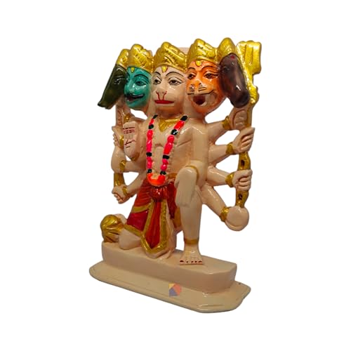 Image of Hanuman murti - Hanuman Idol for Home Decor & Office - Panchmukhi Hanuman - (22 cm) (Skin Color)