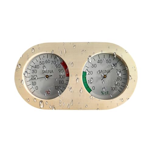 Termómetro Y Higrómetro - Monitor De Humedad Y Temperatura De Madera | Medidor De Temperatura Y Humedad De Sauna De Alta Gama De Doble 2 En 1 | Perfecto Para Casas, Casas Y