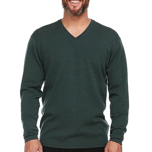 Men's Long Sleeve V-Neck - 100% Merino Wool Base Layer - Casual Shirt - Under Layer - Midlayer