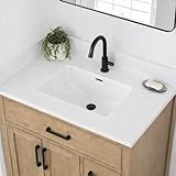 37' W x 22' D Solid Surface Polyurethane Resin Streamline Vanity Top with Sink, Durable, Consistent Color, Easy-to-Clean, Built-in Overflow (Solid Surface Resin Vanity Top, 37 inch)