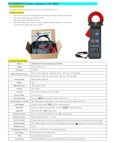 ETCR6300D Medidor digital de pinza para fuga de corriente continua con interfaz USB (ETCR6300D) miniatura 6